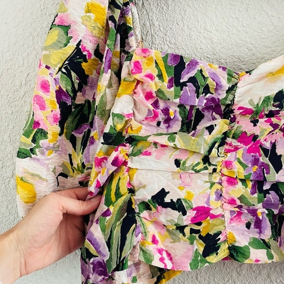 H&M Floral Puff Sleeve Crop Top - Picture 8 of 9